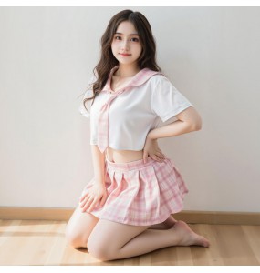 FEE ET MOI - Japanese Plaid Innocent Schoolgirl Outfit (Plus Size - White Pink)